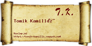 Tomik Kamilló névjegykártya